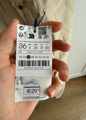 36 Beden Bej Midi Kadın Keten Pantolon