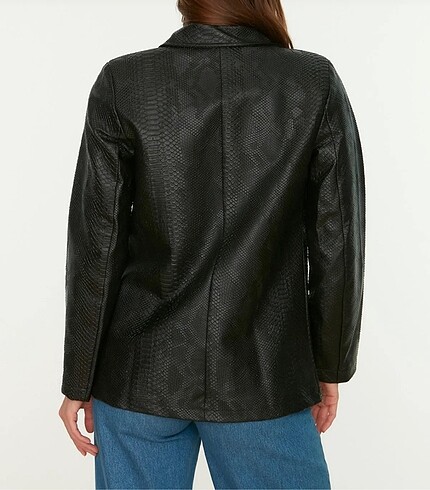 xs Beden siyah Renk Deri blazer ceket