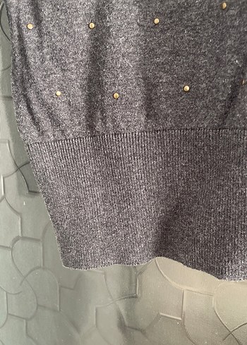 Gri Uzun Kollu Triko Kadın Kazak - Görsel 3