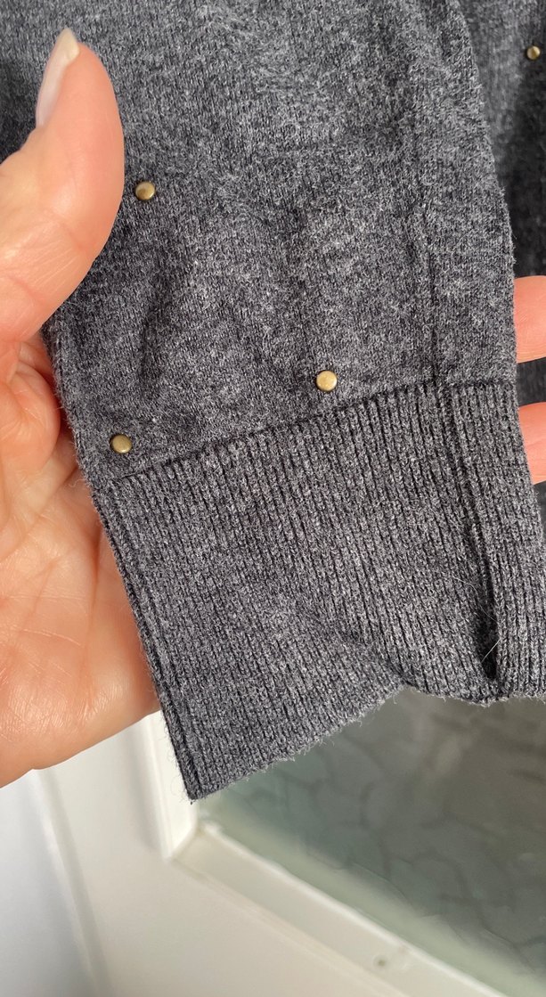 Gri Uzun Kollu Triko Kadın Kazak - Görsel 4