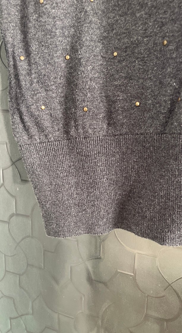 Gri Uzun Kollu Triko Kadın Kazak - Görsel 3