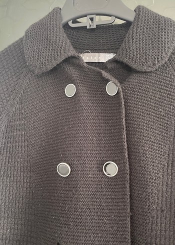 Siyah Düğmeli Midi Kadın Yün Kaban - Görsel 2