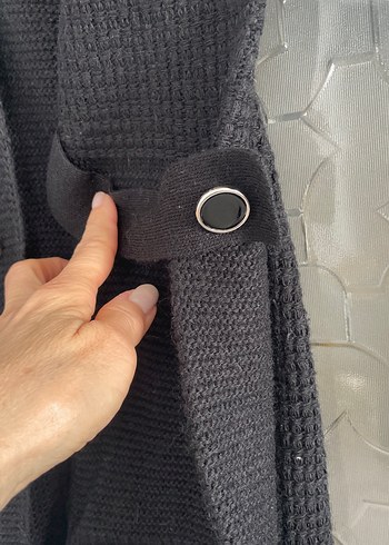 Siyah Düğmeli Midi Kadın Yün Kaban - Görsel 5