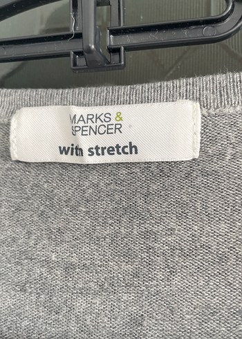 Gri V Yakalı Kadın Keten Triko - Görsel 5