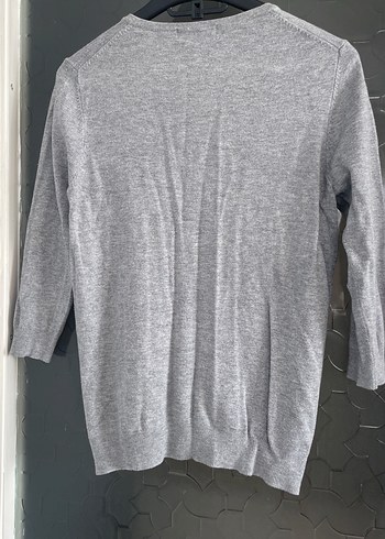 Gri V Yakalı Kadın Keten Triko - Görsel 7