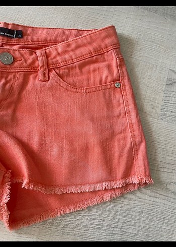Düğmeli Pembe Mini Denim Şort - Görsel 2