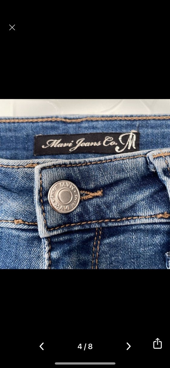 Boncuk İşlemeli Mavi Mini Denim Şort - Görsel 4