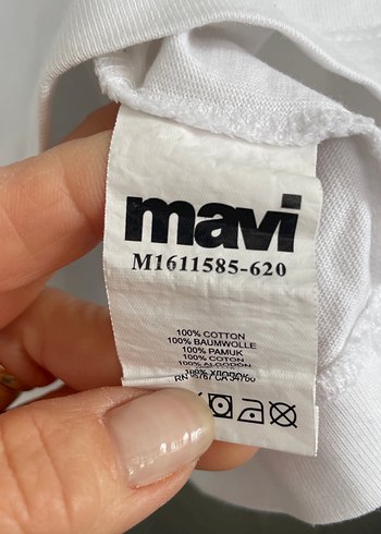 Beyaz Mavi Baskılı Kısa Kollu Tişört - Görsel 5