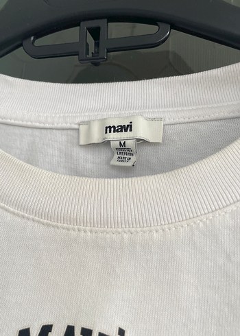 Beyaz Mavi Baskılı Kısa Kollu Tişört - Görsel 2