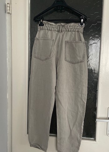 Gri Kemerli Rahat Kesim Kadın Pantolon - Görsel 9