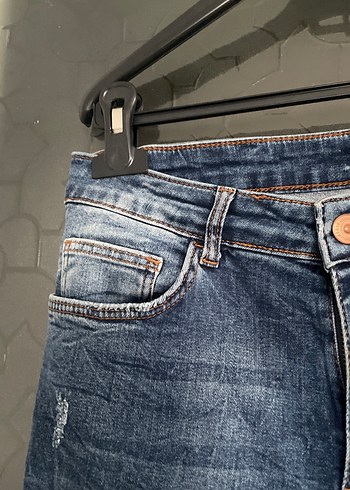 Kadın Koyu Mavi Bol Kesim Midi Kot Pantolon - Görsel 5