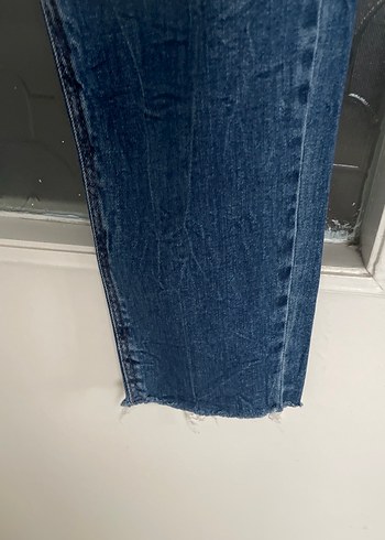 Kadın Koyu Mavi Bol Kesim Midi Kot Pantolon - Görsel 4