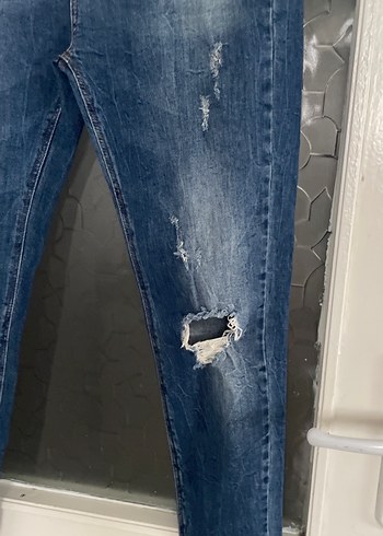 Kadın Koyu Mavi Bol Kesim Midi Kot Pantolon - Görsel 3