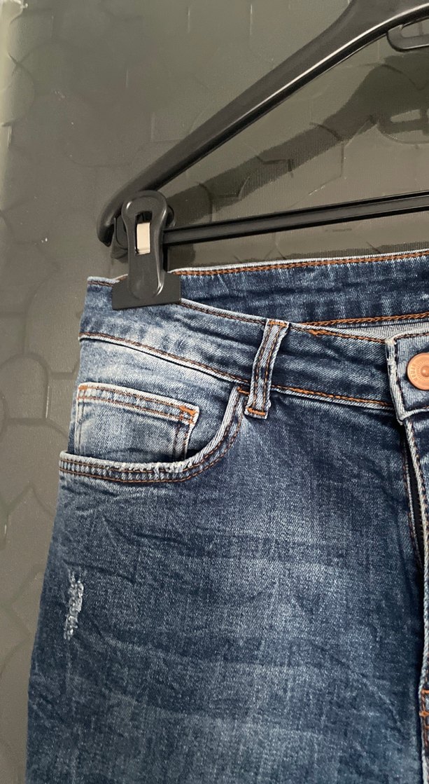 Kadın Koyu Mavi Bol Kesim Midi Kot Pantolon - Görsel 5