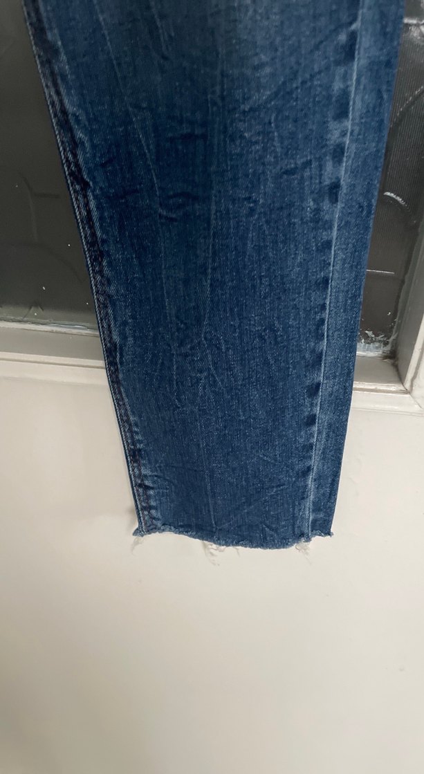 Kadın Koyu Mavi Bol Kesim Midi Kot Pantolon - Görsel 4