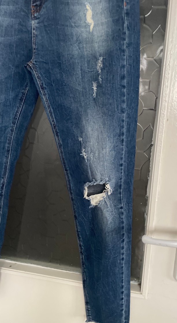 Kadın Koyu Mavi Bol Kesim Midi Kot Pantolon - Görsel 3