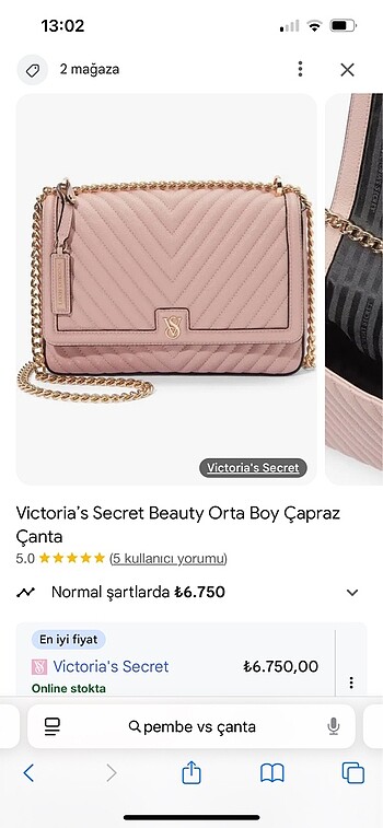 Vs pembe omuz çantası orta boy
