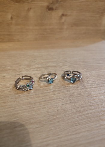 3lü Turkuaz taşlı yüzük seti - Görsel 2