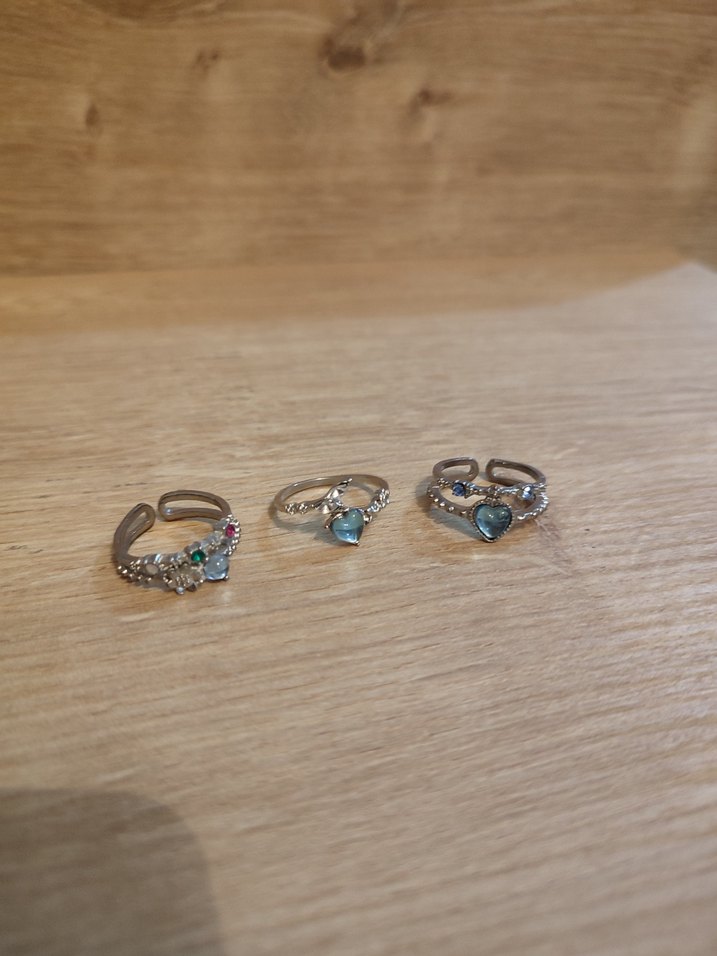 3lü Turkuaz taşlı yüzük seti - Görsel 2