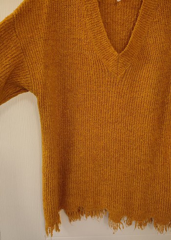 turuncu yumoş uzun oversize kazak - Görsel 3