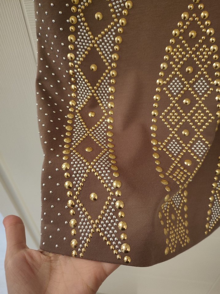 kaliteli boncuk işlemeli midi abiye - Görsel 2