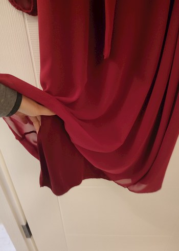 Bordo şifon abiye elbise - Görsel 2