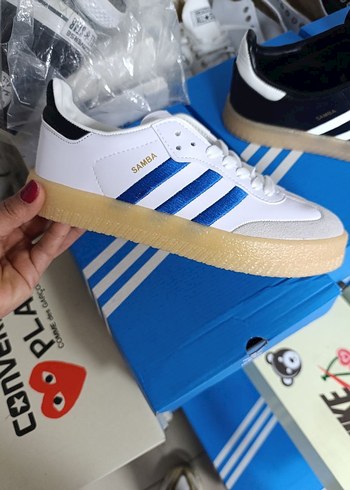 Beyaz Mavi Adidas Samba Spor Ayakkabı
