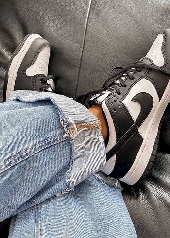 39 Beden Siyah Beyaz Bağcıklı Denim Spor Ayakkabı
