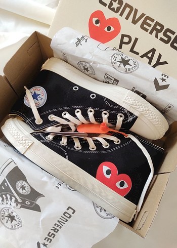 38 Beden Converse Play Siyah Baskılı Kadın Spor Ayakkabı
