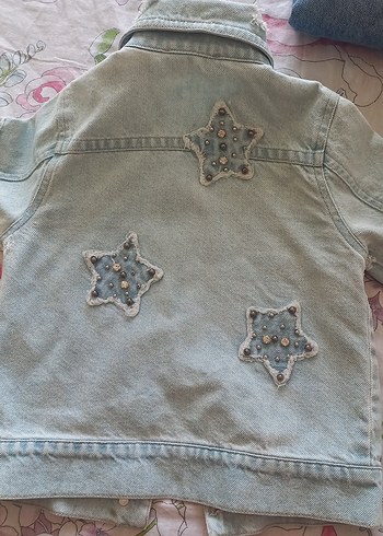 Nakışlı Bohem kiz cocuk Kot Ceket - Görsel 5