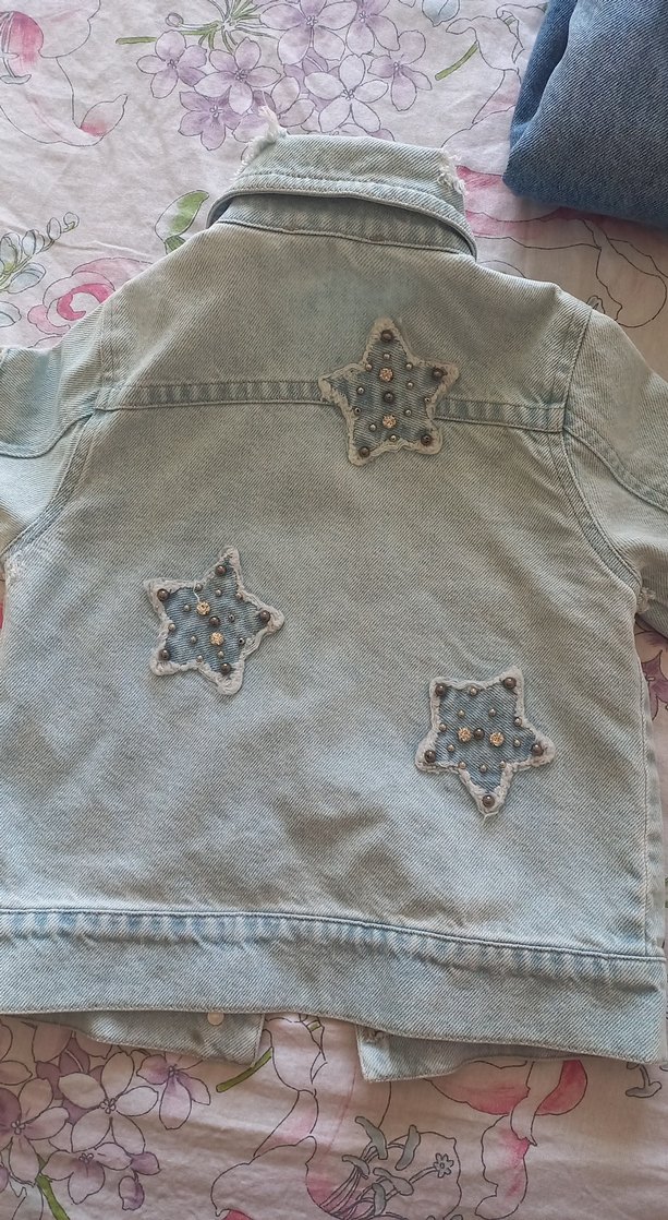 Nakışlı Bohem kiz cocuk Kot Ceket - Görsel 5