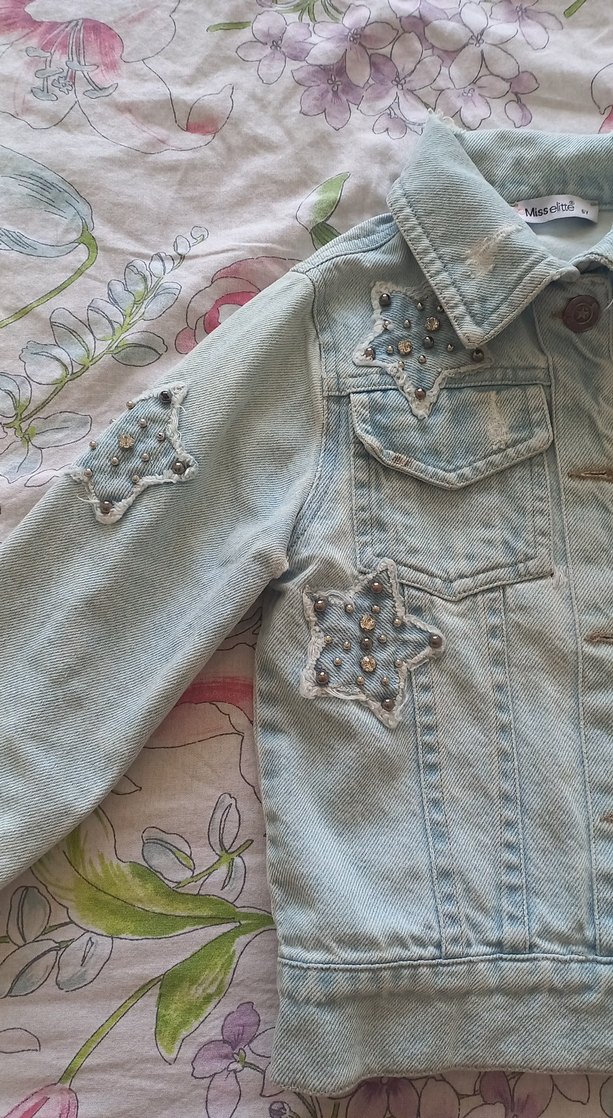 Nakışlı Bohem kiz cocuk Kot Ceket - Görsel 2