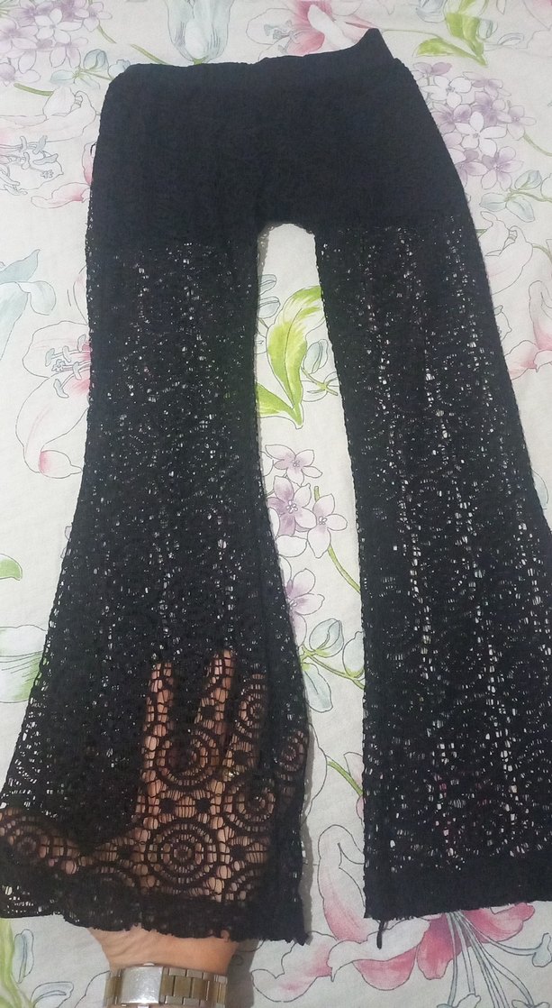 cocuk dantel Detaylı Siyah İspanyol Paça Pantolon - Görsel 2