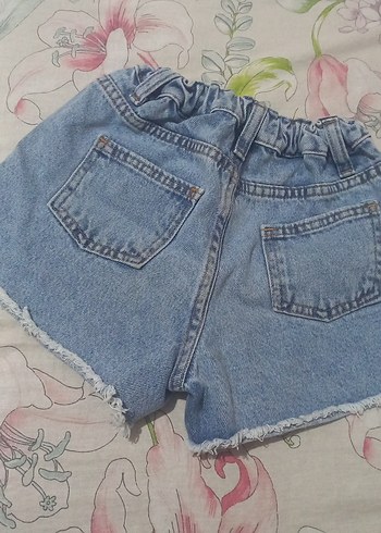 Renkli Nakışlı Düğmeli Kız Denim Şort - Görsel 5