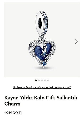 Pandora Kayan Yıldız Kalp Çif Sallantılı Charm