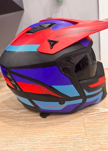 Renkli Biker Motosiklet Kaskı Velcro - Görsel 9