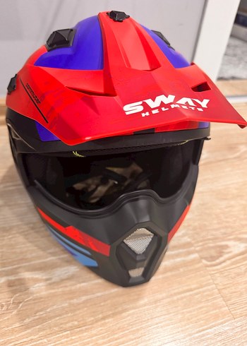 Renkli Biker Motosiklet Kaskı Velcro - Görsel 14