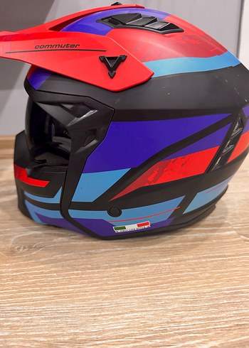 Renkli Biker Motosiklet Kaskı Velcro - Görsel 12