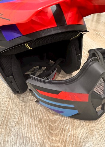 Renkli Biker Motosiklet Kaskı Velcro - Görsel 7