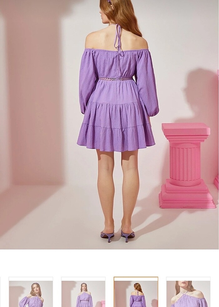 KOTON MOR ELBİSE - Görsel 4