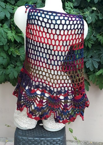 Renkli Örgü Mini Bohem Kadın El emeği #bluz #crop #büstiyer - Görsel 3