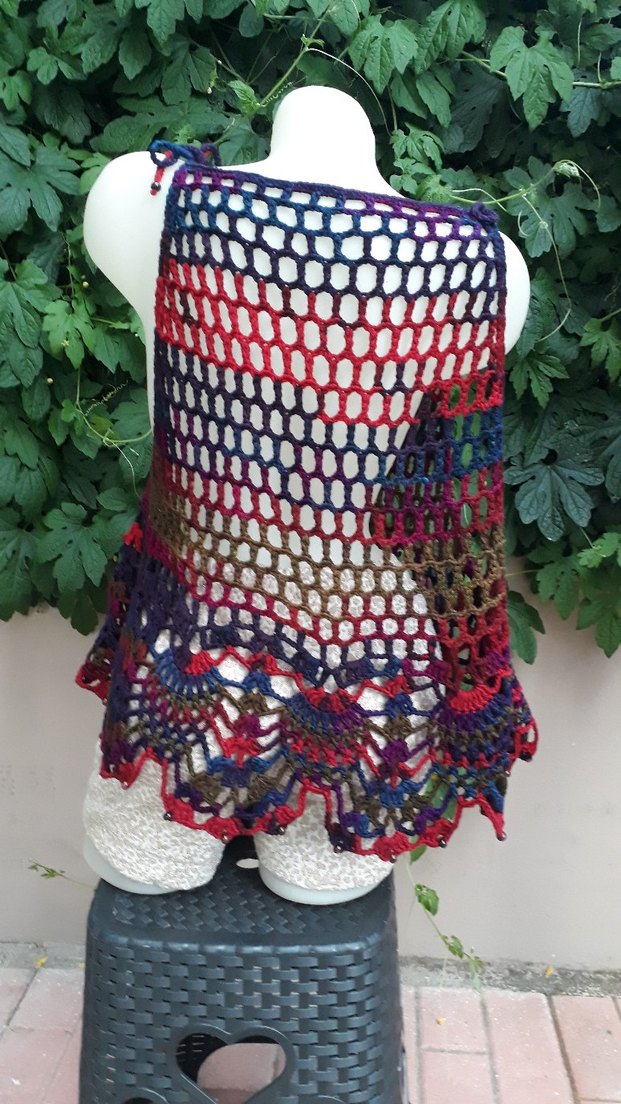 Renkli Örgü Mini Bohem Kadın El emeği #bluz #crop #büstiyer - Görsel 3