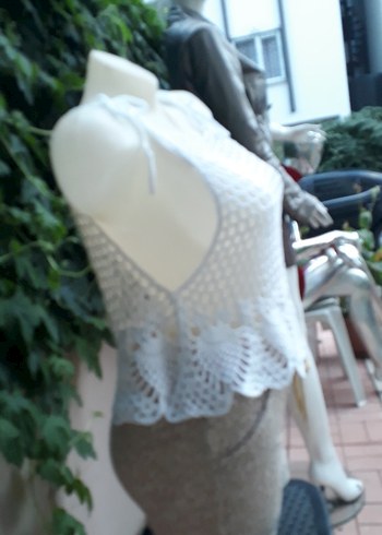 Dantel Detaylı Kısa El Örgüsü #bluz #crop #büstiyer - Görsel 4