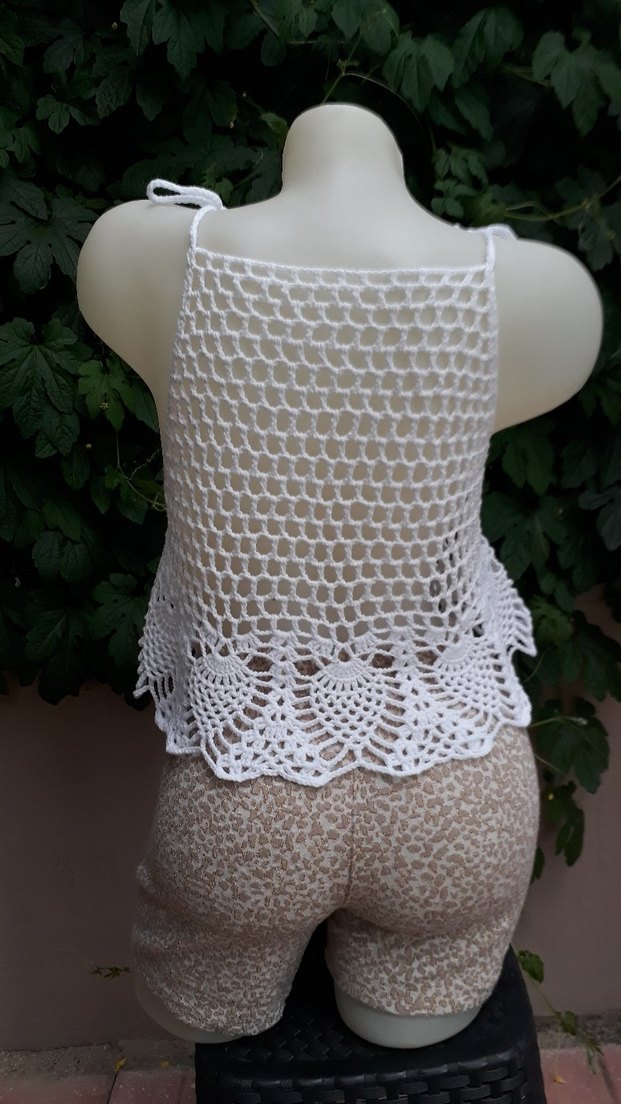 Dantel Detaylı Kısa El Örgüsü #bluz #crop #büstiyer - Görsel 3