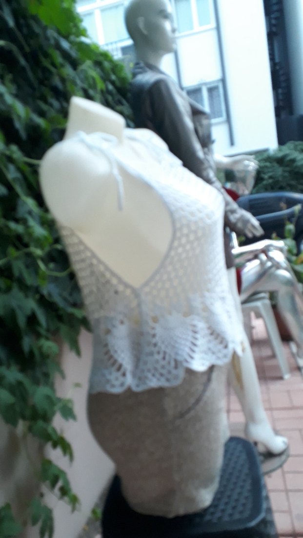 Dantel Detaylı Kısa El Örgüsü #bluz #crop #büstiyer - Görsel 4