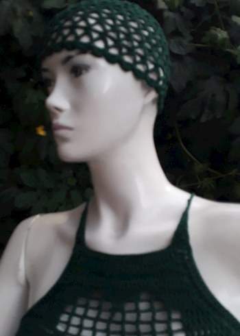 Yeşil Örgü Mini bluz ve yazlık bere #bluz #crop #büstiyer #bere - Görsel 2