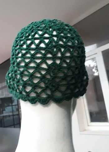 Yeşil Örgü Mini bluz ve yazlık bere #bluz #crop #büstiyer #bere - Görsel 6