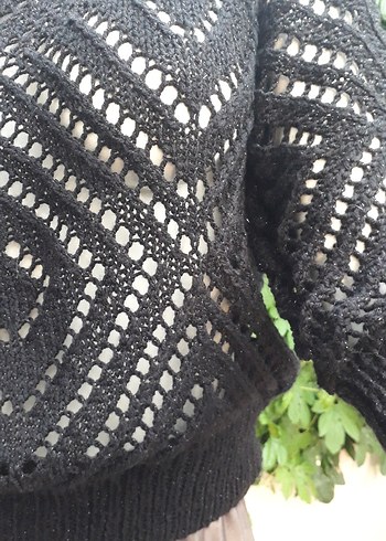 Siyah Örgü Bohem Mevsimlik Kadın Kazak - Görsel 3