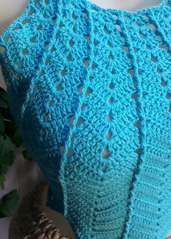 Mavi bohem tarz el emeği #bluz #crop #büstiyer - Görsel 2