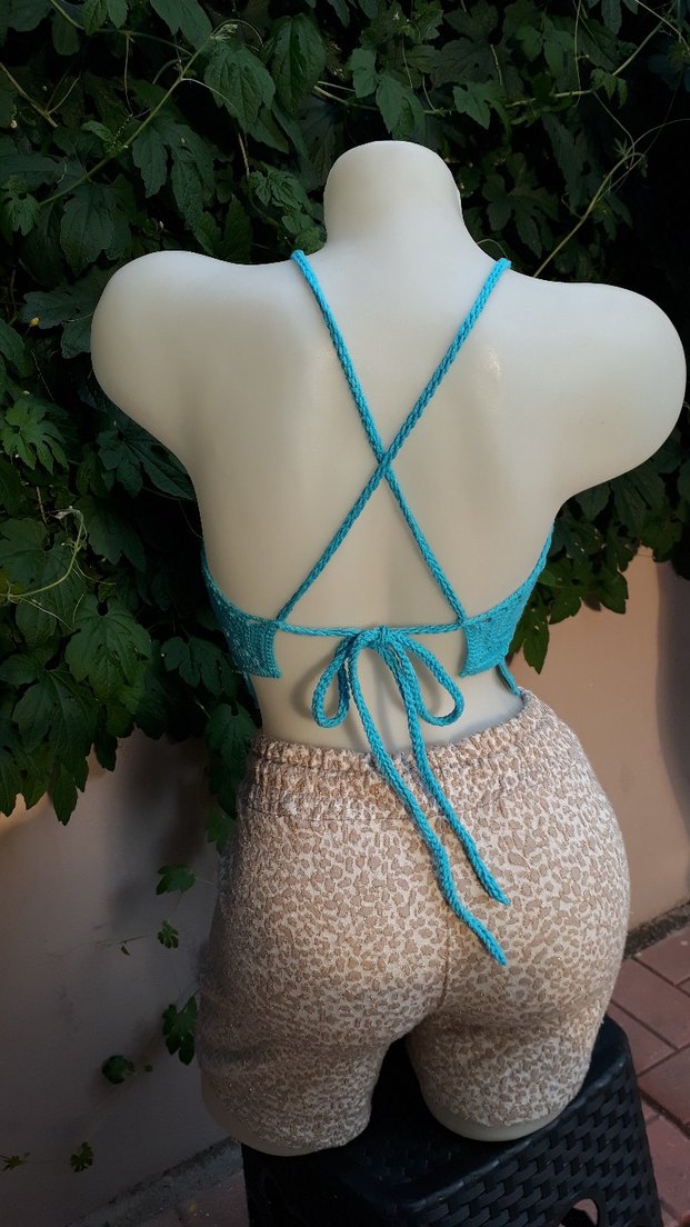 Mavi bohem tarz el emeği #bluz #crop #büstiyer - Görsel 4